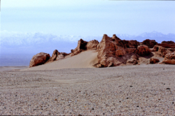 Ancienne cité de Miran, importante étape sur l'ancienne route de la soie et du jade, maintenant prise par les sables à quelques kilomètres de la nouvelle oasis.